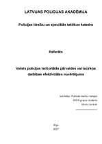 Referāts 'Valsts policijas teritoriālās pārvaldes vai iecirkņa darbības efektivitātes novē', 1.
