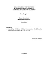 Konspekts 'Masu komunikācija, tās loma nācijas tapšanā. Komunikācija un izklaide', 1.