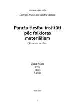 Referāts 'Paražu tiesību institūti pēc folkloras materiāliem', 1.