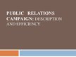 Prezentācija 'Public Relations Campaign: Description and Efficiency', 1.