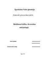 Referāts 'Reklāmas nozīme mārketingā', 1.