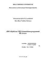 Konspekts 'ADO objekti un VBA izmantošana programmā ', 1.