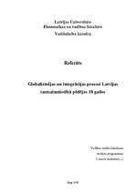 Referāts 'Globalizācijas un integrācijas procesi Latvijas tautsaimniecībā pēdējos desmit g', 1.