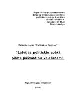 Referāts 'Latvijas politiskie spēki pirms pašvaldību vēlēšanām', 1.