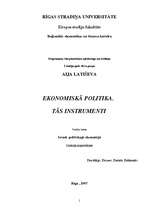 Konspekts 'Ekonomiskā politika. Tās instrumenti', 1.