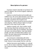 Eseja 'Description of a Person', 1.