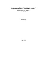 Referāts 'Uzņēmuma SIA "Tehniskais centrs" mārketinga plāns', 1.