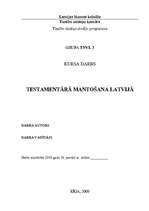 Referāts 'Testamentārā mantošana Latvijā', 1.