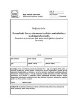 Diplomdarbs 'Preanalītiskā fāze un tās nozīme kvalitātes nodrošināšanā medicīnas laboratorijā', 1.