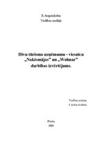 Eseja 'Divu tūrisma uzņēmumu - viesnīcu "Naktsmājas" un "Wolmar" darbības izvērtējums', 1.
