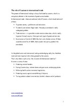 Konspekts 'The Role of Customs in International Trade', 1.