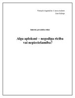 Eseja 'Alga aploksnē - negodīga rīcība vai nepieciešamība', 1.