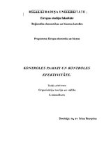 Konspekts 'Kontroles pamati un kontroles efektivitāte', 1.
