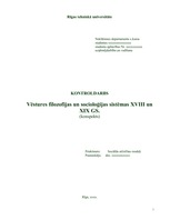 Referāts 'Vēstures filosofijas un socioloģijas sistēmas 18. un 19.gadsimtā', 1.