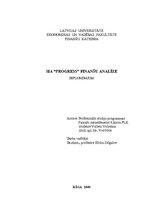 Diplomdarbs 'SIA "Progress" finanšu analīze', 2.