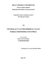 Konspekts 'Centrālās un Austrumeiropas valstu pārejas ekonomikas īpatnības', 1.