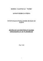 Konspekts 'Revīzijas un kontroles darba organizācija un plānošana', 1.