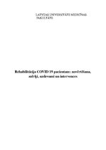 Eseja 'Rehabilitācija Covid 19 pacientam: novērtēšana, mērķi, uzdevumi un intervences', 1.