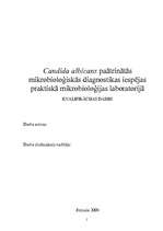 Referāts 'Sēnītes Candida albicans paātrinātās mikrobioloģiskās diagnostikas iespējas prak', 1.