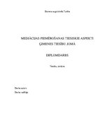 Diplomdarbs 'Mediācijas piemērošanas tiesiskie aspekti ģimenes tiesību jomā', 1.