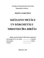Referāts 'Krāsaino metālu un dārgmetālu tirdzniecība biržās', 1.
