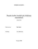 Konspekts 'Paražu tiesību institūti pēc folkloras materiāliem', 1.