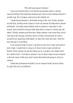 Eseja 'We Need Long Summer Holidays', 1.