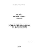 Referāts 'Noziedzīgs nodarījums, tā klasifikācija', 1.