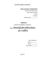 Referāts 'Stratēģiskā plānošana un vadība', 1.