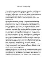 Eseja 'It's Easy to Be Young', 1.