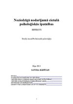 Referāts 'Noziedzīgā nodarījumā cietušā psiholoģiskās īpatnības', 1.