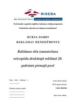 Referāts 'Reklāmas tēlu izmantošana velosipēdu drukātajā reklāmā 20.gadsimta pirmajā pusē', 1.