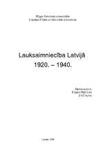 Referāts 'Lauksaimniecība Latvijā no 1920.–1940.gadam', 1.