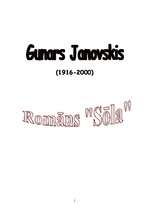 Eseja 'Gunars Janovskis - romāna "Sōla" konspektīvs satura izklāsts, analīze, tēlu raks', 1.