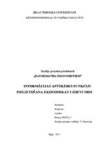 Referāts 'Informācijas apstrādes funkciju pielietošana ekonomikas uzdevumos', 1.