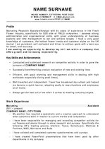 Konspekts 'Original Curriculum Vitae for a Marketing Research Assistant/Analyst Position', 1.