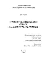 Referāts 'Vides kvalitātes zīmes Eiropā, Zaļā sertifikāta piemērs', 1.