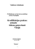 Prakses atskaite 'Kvalifikācijas prakse ēdienu gatavošanā Vācijā', 1.
