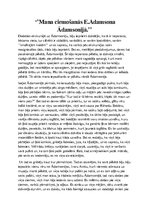 Eseja 'Mana ciemošanās Erika Adamsona Ādamsonijā', 1.