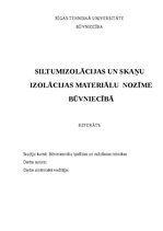 Referāts 'Siltumizolācijas un skaņu izolācijas materiālu  nozīme būvniecībā', 1.