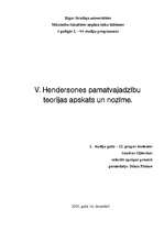 Konspekts 'V.Hendersones pamatvajadzību teorijas apskats un nozīme', 1.