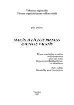 Referāts 'Mazās aviācijas bizness Baltijas valstīs ', 1.