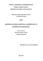 Konspekts 'Ražošanas organizācija. Ieņēmumi un ražošanas izmaksas', 1.