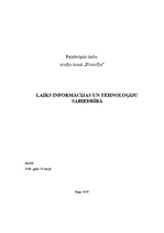 Eseja 'Laiks informācijas un tehnoloģiju sabiedrībā', 1.
