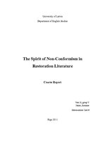 Referāts 'The Spirit of Non-Conformism in Restoration Literature', 1.
