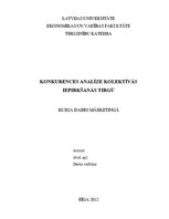Referāts 'Konkurences analīze kolektīvās iepirkšanās tirgū', 1.