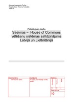 Eseja 'Saeimas – House of Commons vēlēšanu sistēmas salīdzinājums Latvijā un Lielbritān', 1.