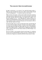 Eseja 'You Can Never Have too Much Money', 1.