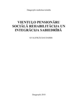 Referāts 'Vientuļo pensionāru sociālā rehabilitācija un integrācija sabiedrībā', 1.