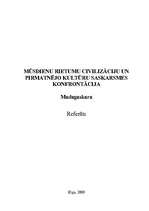 Referāts 'Mūsdienu rietumu civilizāciju un pirmatnējo kultūru saskarsmes konfrontācija - M', 1.
